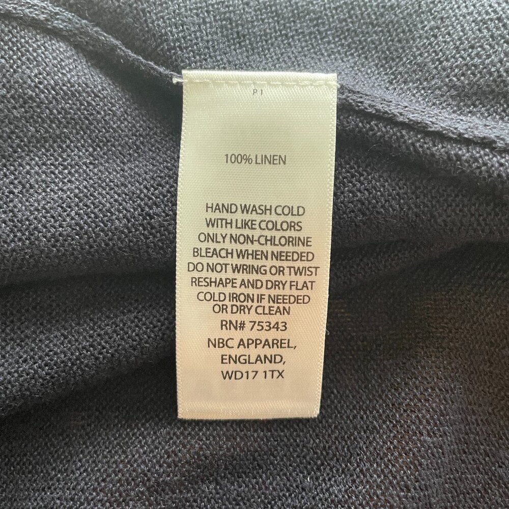 Size 1X Tahari 100% linen dark navy cardigan - Picture 8 of 8